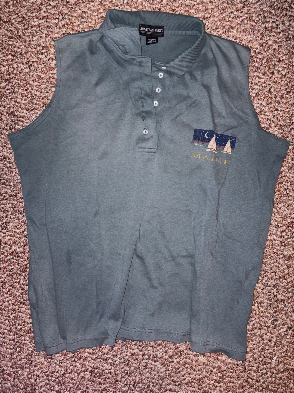 Sleeveless Polo Tank Top - Slate Green